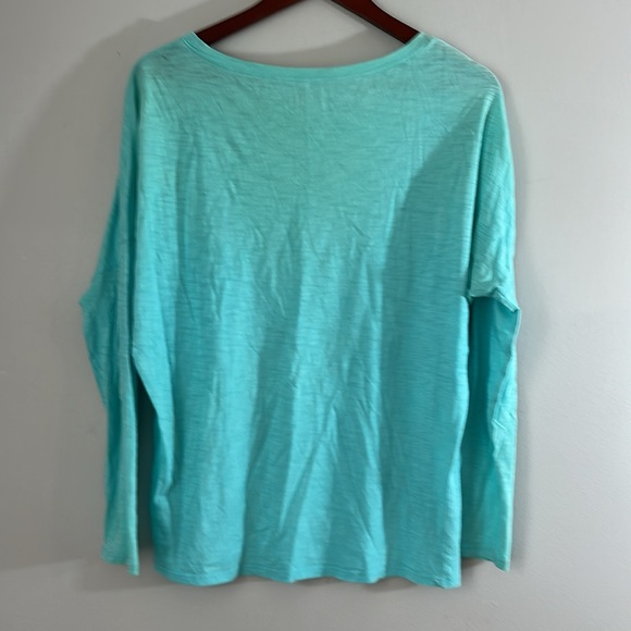 Lilly Pulitzer, 100% Pima Cotton Women's Aqua Long Sleeve Top size M - Picture 5 of 7